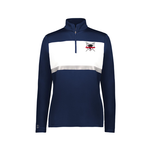 [222791.301.XS-LOGO1] Ladies Bold 1/4 Zip Pullover (Female Adult XS, Navy, Logo 1)