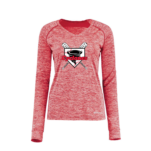 [222770.T20.XS-LOGO1] Ladies Electric Long Sleeve Shirt (Female Adult XS, Red, Logo 1)